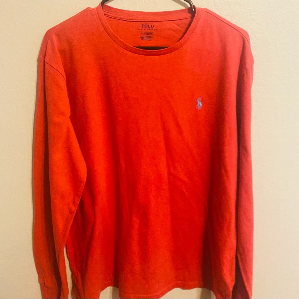 Polo by Ralph Lauren Red Long Sleeve Tee with Signature Logo